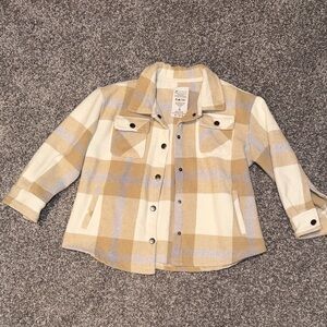 Plaid Kids Jacket in Cream and Tan